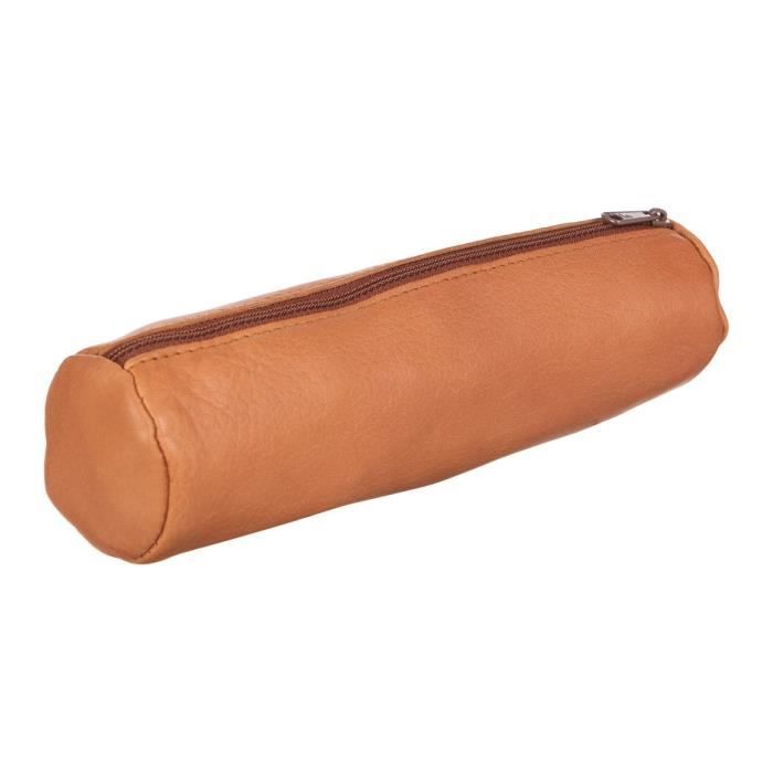 Oxford Trousse Scolaire Ronde 6x21cm à Fermeture Eclair Cuir Naturel Oxford Trousse Scolaire Ronde 6x21cm à Fermeture Eclair Cuir Naturel