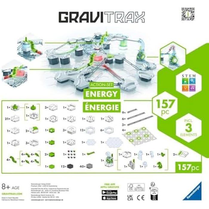 Hubelino Kit Démarrage Circuit à Billes – 214 Pièces, 4 Billes Acier, Compatible Briques, Fabriqué En Allemagne, Dès 8 Ans, Physique Et Créativité