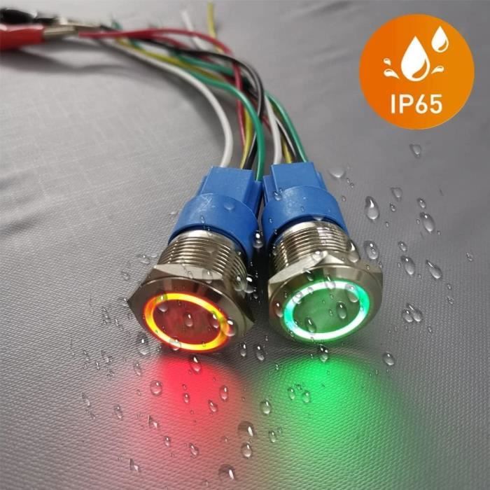 2Pcs 16Mm Bouton Poussoir Momentané En Acier Inoxydable,Anneau De ...