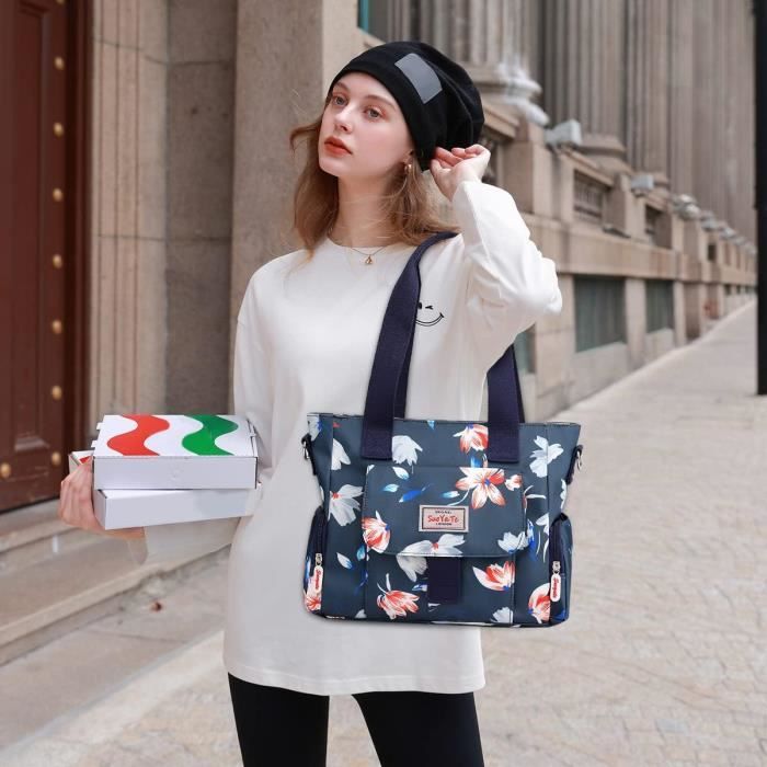 Sac à Main Femme Bandoulière Noir - Nylon Imperméable, Léger, 3 Poches - Idéal Pour Shopping Ou Voyage