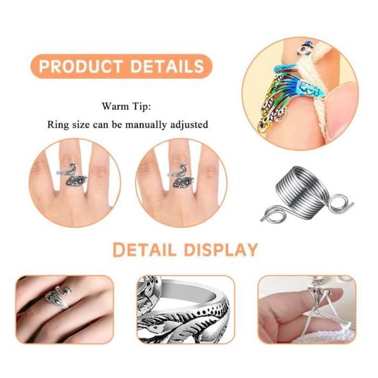 4 Anneaux Guide Fil Pour Tricot - Crochet Métal Ouvert Doigt - Accessoire Tricot Rapide