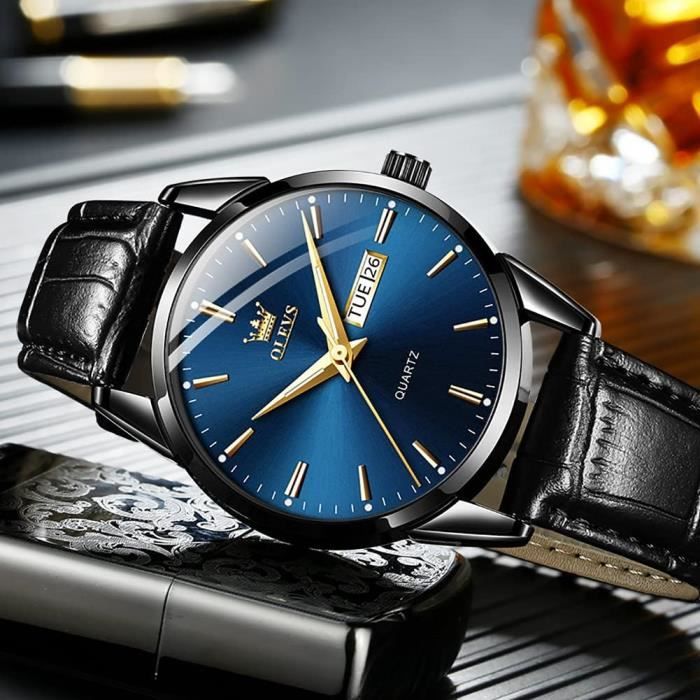 Hommes Montres Marron Noir Bracelet En Cuir Montre Quartz Hommes