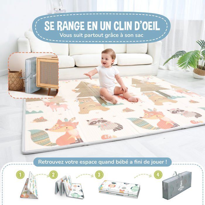Tapis de Jeux Pliable, Sunny Dani, Mousse EPE, Beige, 180 x 120 x 5 cm
