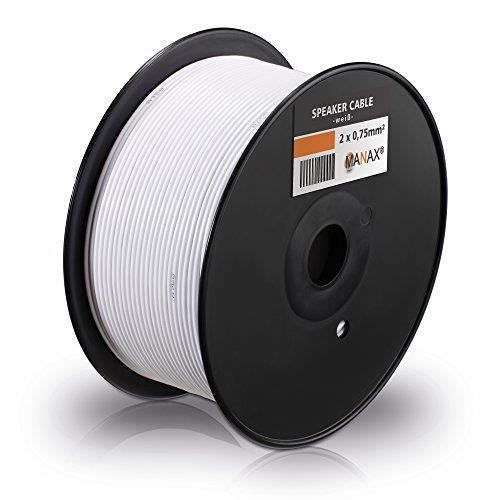 Câble De Haut-parleur MANAX® 2 X 0,75 Mm² Blanc 10,0 M