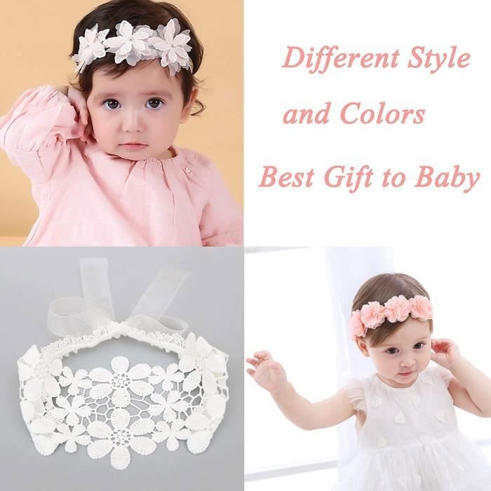 3 Bandeaux Bébé Fille à Fleurs - Nylon élastique - Accessoire Cheveux Nouveau-né Et Tout-petit