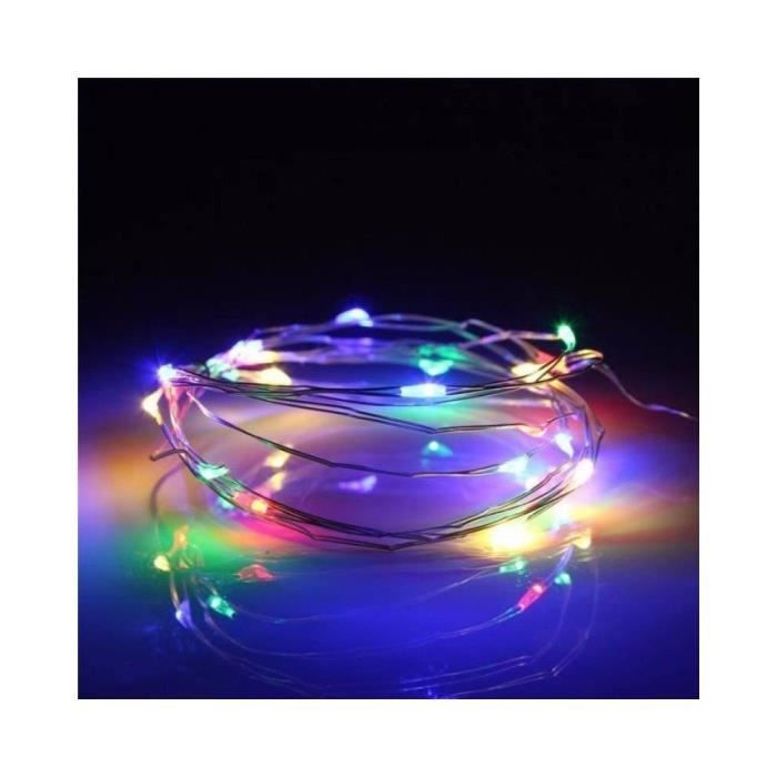 Guirlande Lumineuse LED à Piles 5 M RGBY - PVC Et Cuivre, étanche, Pour Décoration Intérieure Et Extérieure