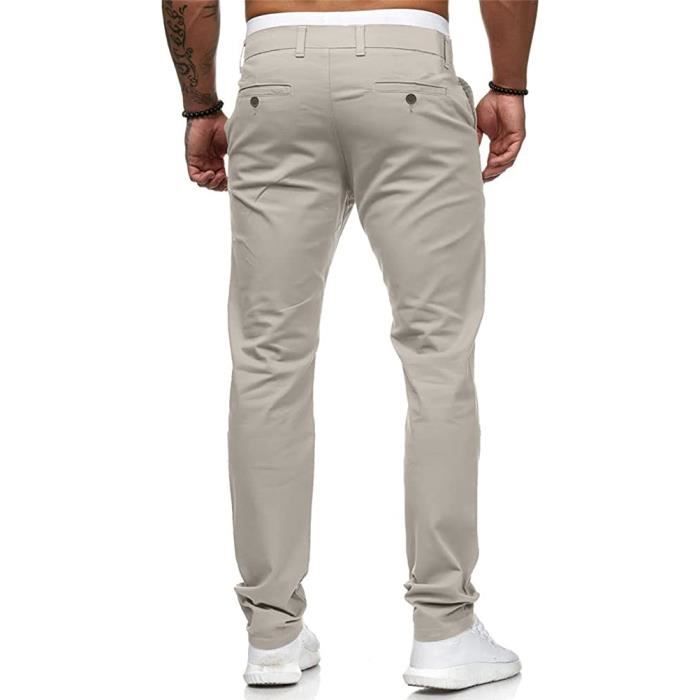 Hommes Pantalon Slim Fit Stretch Pantalons Moulants Casual Elastique Pantalon Decontracte Coupe Ajustee Pantalon avec Poches Kaki Cdiscount Pret a Porter
