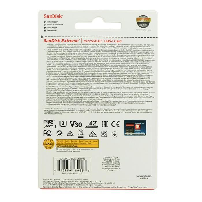Sandisk ultra 256 Go Carte Mémoire Micro Micro SD MicroSDXC Class 10