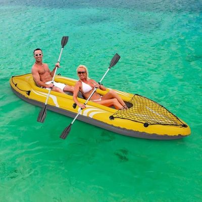 Kayak Gonflable 1 Ou 2 Personnes 320/420 Cm - Avec Pagaie, Siège, Pompe, Sac De Transport - Bleu