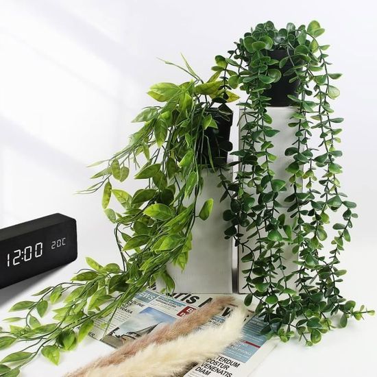 3 PCS Plante Artificielle Tombante, Plante Artificielle à Suspene, Artificielle Lierre Grimpant