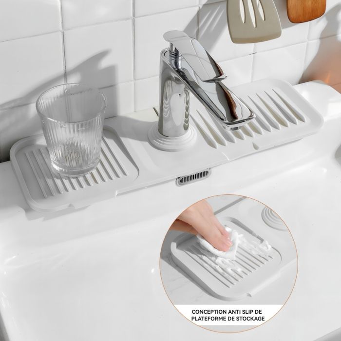 Protection Anti-éclaboussures Pour évier - Tapis Drainant Diatomite - 60x10 Cm - Évite Les Flaques - 7