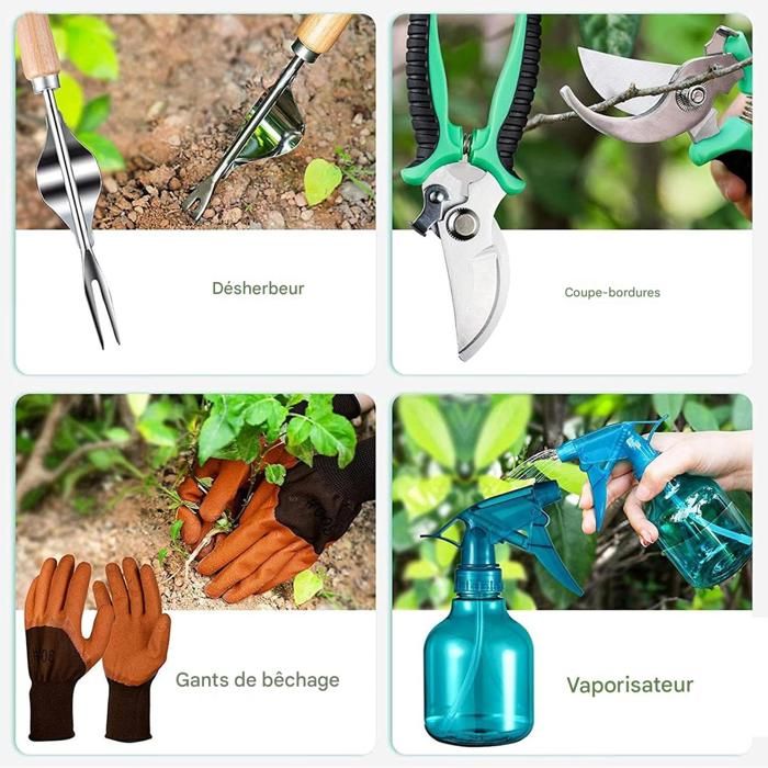 Outils de Jardinage, 23 pièces Outils de Jardin, Mini Jardinage Outils pour Pot de Jardin, Outils de Jardinage Avec XL Sac de Rangement, Arrosoir,Gants de, Cadeaux de kit Jardinage pour Homme et