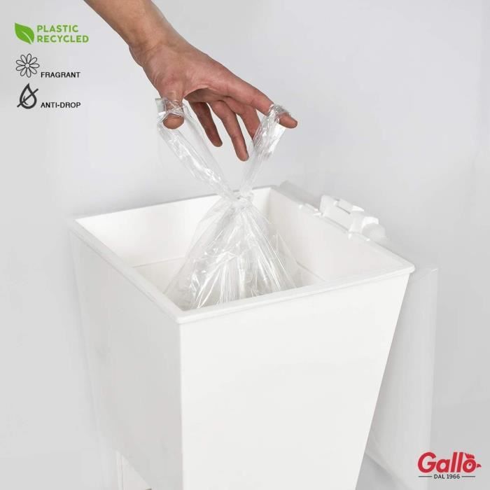 15 Sacs Poubelle 30L Recyclés - 53x68cm | Jaune Transparent | Écologique