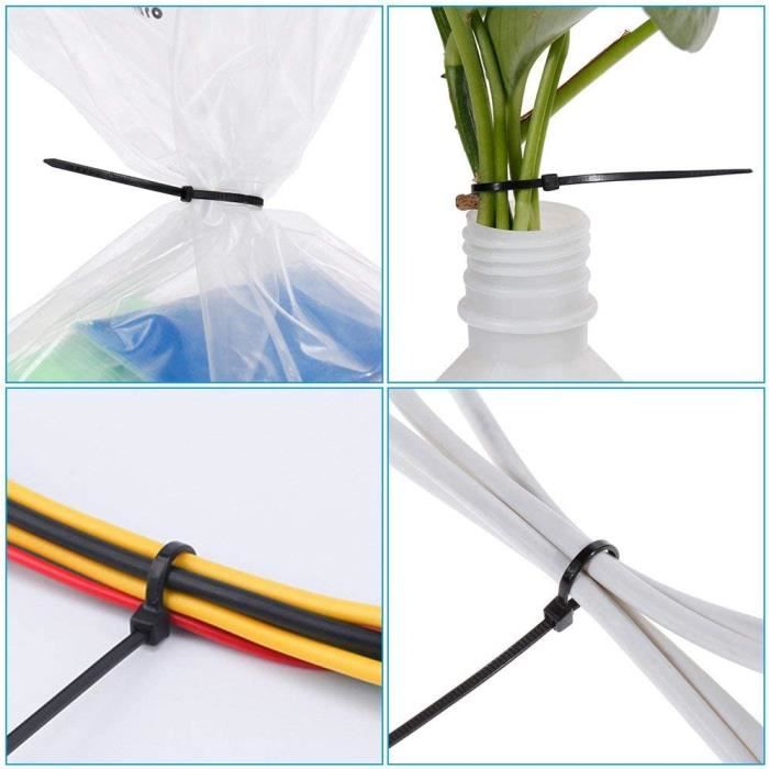 Vinabo Lot De 110 Colliers De Serrage Nylon 200mm X 2,5mm + ERKO 100 Attaches Câble Noir - Professionnel Résistant UV