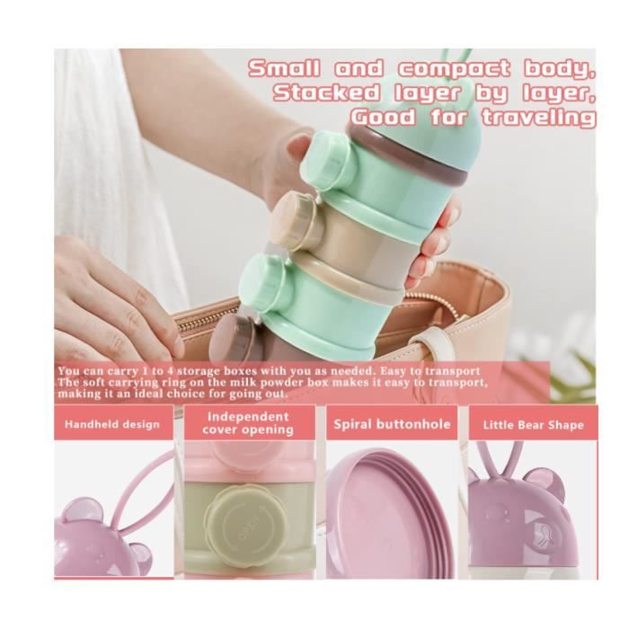Badaren Doseur Lait En Poudre Bébé 3 Compartiments – Boîte Empilable Portable, Stockage Hygiénique Pour Préparation Biberon, Snacks & Céréales