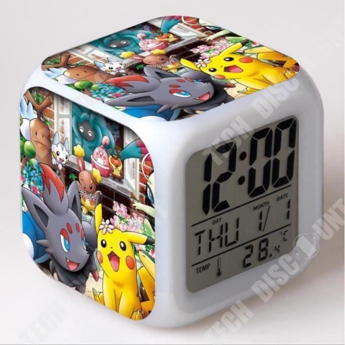 Jouet d''enfants réveil pokémon go horloge pikachu mené 7 coloré
