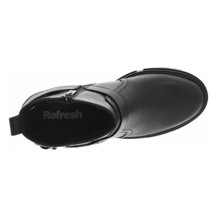 Bottines Noires Refresh En Simili Cuir - Pointure 41 Femme, Style Bottillon Urbain