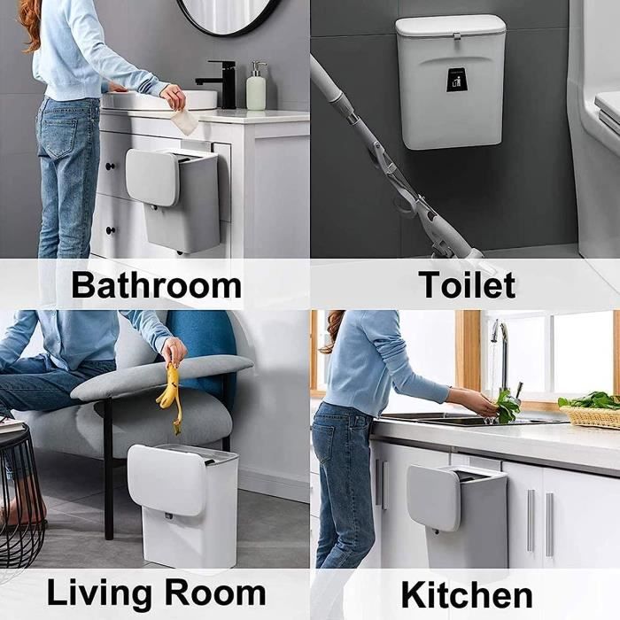 Acheter Poubelle murale 9 l pour placard de cuisine, seau intelligent pour salle de bain, recyclage, poubelles suspendues, accessoires de cuisine Acheter Poubelle murale 9 l pour placard de cuisine, seau intelligent pour salle de bain, recyclage, poubelles suspendues, accessoires de cuisine