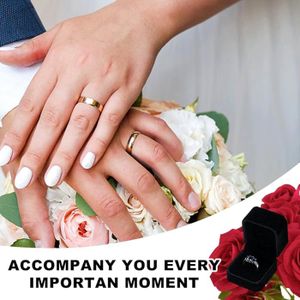 Boîte à Bague En Velours - Écrin Cadeau Pour Fiançailles, Mariage - Avec Sac En Flanelle - Noir
