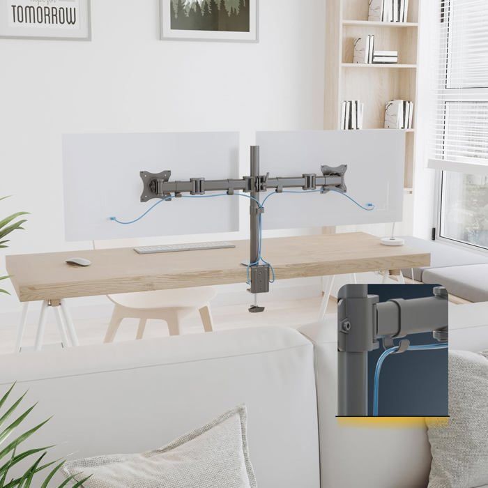 Support Double écran RICOO TS5811 - Bras Orientable 15-27, Max 8kg