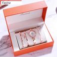 Montre Femme Cadeau - Boîtier Cadeau, Pile Neuve, Cadran Blanc, Bracelet Doré