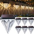 Lampe Solaire Extérieur Jardin - LED Éclairage Mural D'extérieur - Diamants - 6 Pièces Blanc Chaud-0