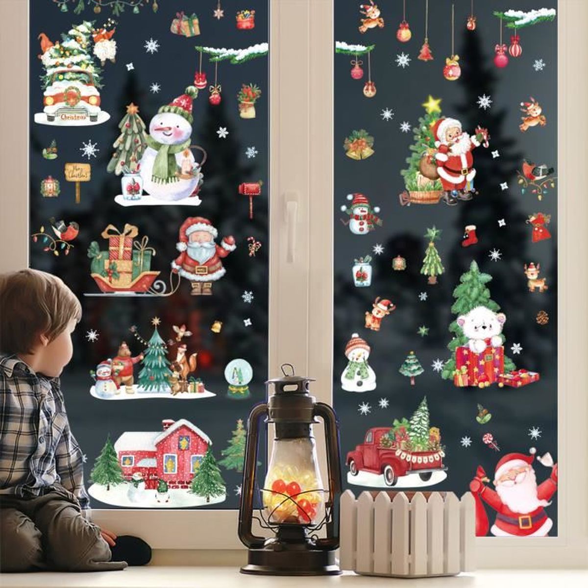 Autocollants Fenêtre Noël Réutilisables - 244 Stickers Décoratifs En PVC