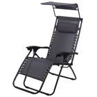 Todeco Chaise Longue Transat Jardin Plein Air, Transat de Plage Pliable avec Pare Soleil, Bain de Soleil avec Repose-tête