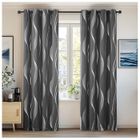 Deconovo Lot de 2 Rideaux Motif Ligne Argenté Intérieur à Oeillets Bureau Adult 140x240cm Rideau Maison Cuisine Anti Chaleur Froid