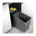 Emuca Poubelles de recyclage pour la cuisine, 1 x 30L, fixation inférieure et extraction automatique, Acier et Plastique, Gris