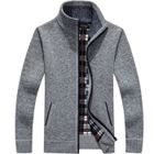 FONDUPIN Gilet Homme Automne Hiver Ouvrez-Front Zippé Cardigan Homme Tricoté Chaud Coupe ajustée Col Droit Manche Longue, Gris clair
