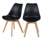 RENDEZ VOUS DECO Lot de 2 chaises noires et pieds bois - Skandi - Rendez-Vous Déco
