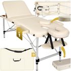 Table de massage - TECTAKE - Table de soin pliante réglable en hauteur 3 zones 61 cm de largeur - Beige