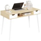 WOLTU Bureau d'ordinateur en métal et bois Table de bureau avec 2 tiroirs et 1 compartiment ouvert 120x58x77cm,Chêne