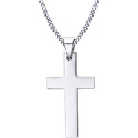 SAUTOIR - COLLIER Pendentif Croix Collier Homme Religieux Crucifix Acier Inoxydable pour Homme et Femme Argent