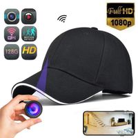 Casquette de baseball Caméra d'action 1080P WiFi Multifonction Sports Hat Support 128G Memory Card - Rouge