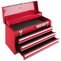 AREBOS Boîte à outils avec 3 tiroirs et 2 compartiments de rangement | Rouge | Coffret à Outils | Tapis antidérapants