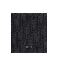 DIOR Dior 22 nouveau portefeuille vertical à deux volets en tissu jacquard à vieilles fleurs noir pour homme 2ESBH072 9.2*10