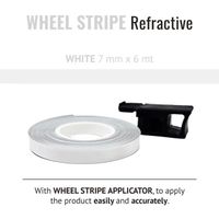 Wheel Stripes Bandes Adhésives Réfléchissantes pour Jantes Moto avec Applicateur, Blanc, 7 mm x 6 mt