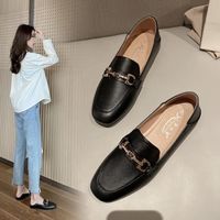 Mocassin chaussures femme - Marque - Modèle - Cuir - Noir - Loisirs perméable à l'air