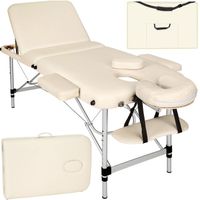 TECTAKE Table de massage portable pliante à 3 zones  Sac de transport compris - Beige