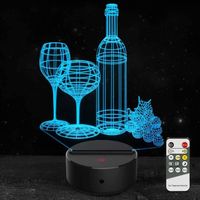 Lampe de nuit 3D, lampe à led pour bouteille de vin, lampe à illusion optique, 7 couleurs différentes avec télécommande.