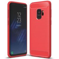 Coque Pour Samsung Galaxy A8(2018) Silicone Ultra Slim Motif Fibre de Carbone Rouge