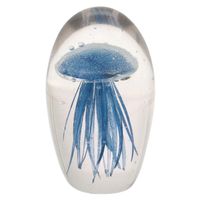 Presse-papiers En Verre Soufflé Méduse Bleue - Décoration Bureau, Objet De Collection, 9 Cm - 5