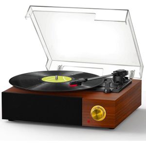 Platine Vinyle Bluetooth 5.4 VIFLYKOO - Tourne-disque Avec Haut-parleurs Intégrés, 3 Vitesses (33/45/78 Tours) - Design Bois Rétro - 10