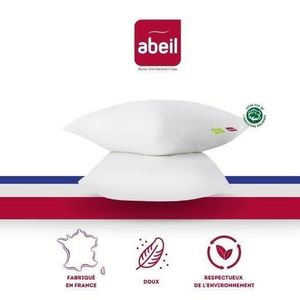 OREILLER ABEIL Lot de 2 Oreillers Bio Confort - 60 x 60 cm - Blanc