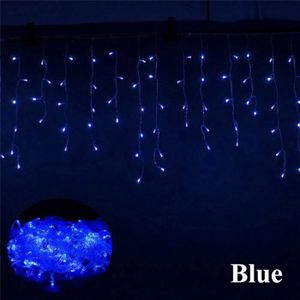 GUIRLANDE LUMINEUSE INT bleu-Guirlande lumineuse rideau à lumière LED, 5M,