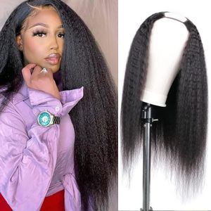 PERRUQUE - POSTICHE U Part Wigs Human Hair Kinky Straight Wigs For Bla