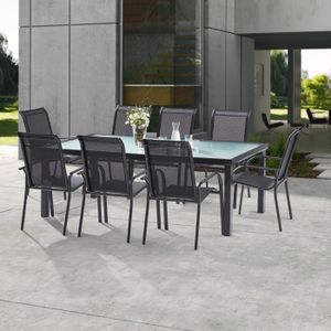 Ensemble table et chaise de jardin Salon de jardin - Wilsa - Ensemble BlackSun T 8 + 