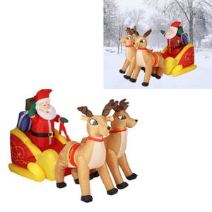 AUTOMATE ET PERSONNAGES Traîneau à rennes avec Père Noël gonflable lumineux décoration de Noël extérieure NOUVEAU